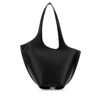 The Attico Black Leather Medium La Scoop Shoulder Bag