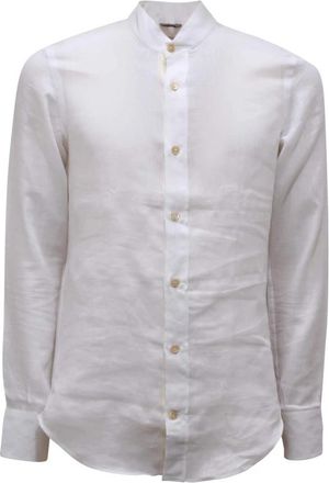 Eleventy Linnen Koreaans Shirt Made in Italy - Heren - Casual Overhemden - Wit - S - Linnen - Overhemden