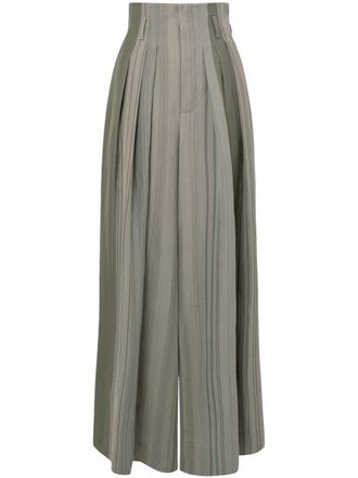 Vivienne Westwood Wide-Leg Trousers with Pleated Design and Textured Stripes