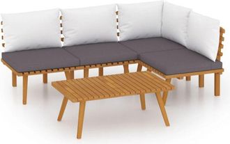vidaXL Vidaxl - Muebles De Jard&iacute;n 5 Piezas Con Cojines Madera Maciza De Acacia