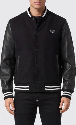 Philipp Plein Bomber Varsity in lana e pelle con ricamo Skull e strass