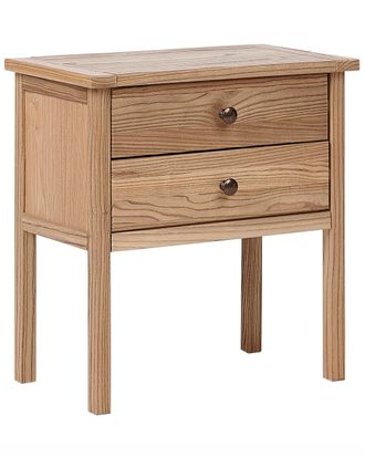 Beliani Mesita de noche 2 cajones madera de sasafr&aacute;s marr&oacute;n