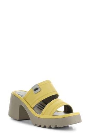 FLY London Mava Block Heel Platform Slide Sandal in 002 Yellow Ceralin at Nordstrom Rack, Size 10-10.5Us / 41Eu