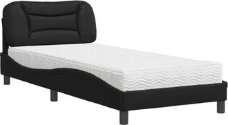 vidaXL Cama Con Colch&oacute;n Cuero Sint&eacute;tico Negro 90x200 Cm Vidaxl