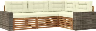 vidaXL Conjunto De Sof&aacute;s De Exterior 4 Uds. Natural Y Crema Poli&eacute;ster Vidaxl