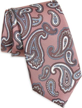 Brioni Crav Paisley Silk Tie in Old Rose/Brown at Nordstrom