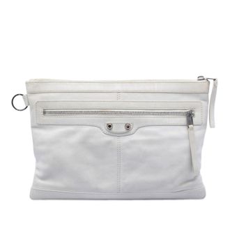 Balenciaga Pre-owned Balenciaga Lambskin Motocross Classic Clip M Clutch Unisex 3SKNFNRAJT00R5H0