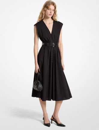 Michael Kors Stretch Organic Cotton Poplin Midi Dress