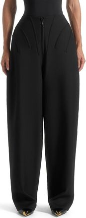Mani&egrave;re De Voir Rena High Waisted Corset Sculptural Trousers in Black at Nordstrom, Size 8