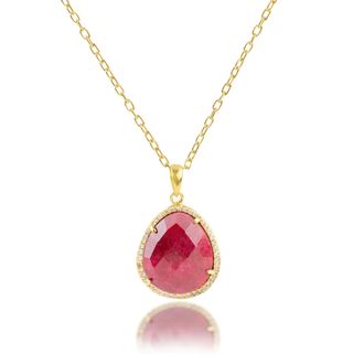 MAX + STONE 18k Gold Over Sterling Silver 7 Ct. 10x10mm Pear Cut Gemstone Necklace