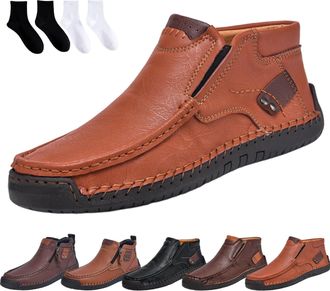 Generic Mens Boots Comfortable Waterproof Orthopedic Walking Shoes, Orthopaedic Premium Boots, Stylish and Versatile (Light Brown 02, One Size, Adult, Men, 10