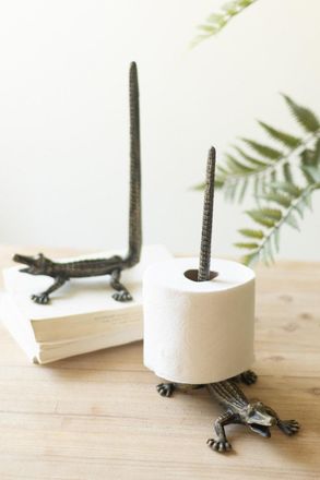 Kalalou Cast Iron Crocodile Paper Owel Holder