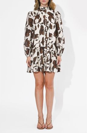 Adelyn Rae Sharon Floral Print Long Sleeve Minidress in Brown at Nordstrom, Size X-Small