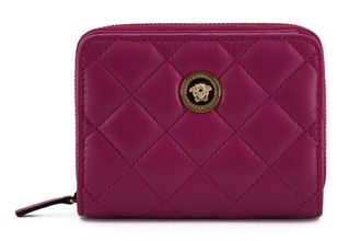 Versace Purple Nappa Leather Bifold Zip Around Womens Wallet