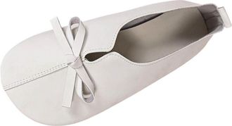 Generic Flat Shoes for Women Wide Fit Lightweight Pumps Shoes Bow Round Toe Stylish Breathable Comfortable Casual Slip On Walking Shoe Outdoor Leisure White