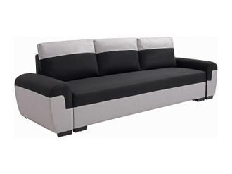 Vente-Unique Sof&aacute; cama de 3 plazas de tela negro y gris claro GABY II