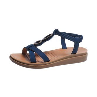 Generic Womens Flat Sandals Lightweight Casual Summer Sandals Open Toe Stylish Comfy Breathable Versatile Slip On Shoes with Elastic Ankle Strap Beach Outdoor