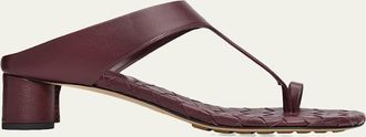 Bottega Veneta 40mm Livia Leather Kitten-Heel Thong Sandals