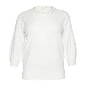Kaffe Curve Zachte Gebreide Trui met Glansdetail - Dames - Truien - Wit - Maat: M