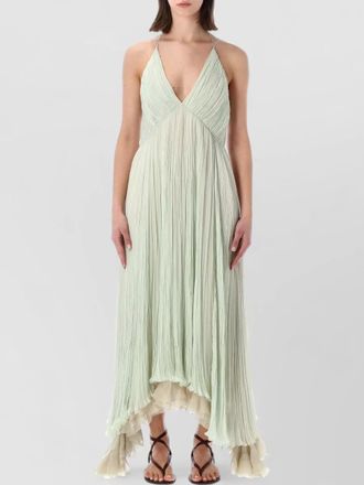 Alberta Ferretti long pliss&eacute; chiffon dress open back