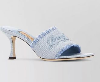 Jimmy Choo London alexia canvas kitten heel open toe mules