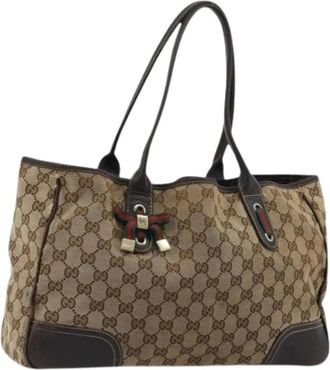 Gucci Pre-owned Tote Bags, female, Beige, Size: ONE SIZE Pre-owned Vintage GG Canvas Tote Bag