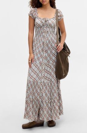 BDG Tiana Check Maxi Dress in Blue Check at Nordstrom, Size X-Small