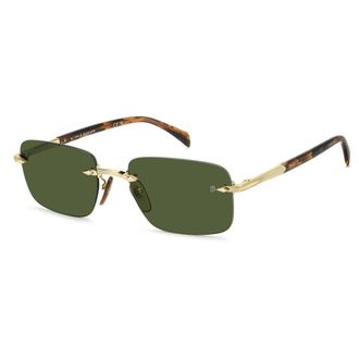 Eyewear by David Beckham Gold Brown Horn/Green Sunglasses