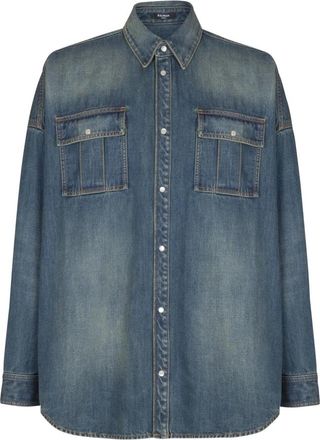 Balmain Denim Shirts - Heren - Spijkeroverhemden - Blauw - 4XL - Denim - Overhemden