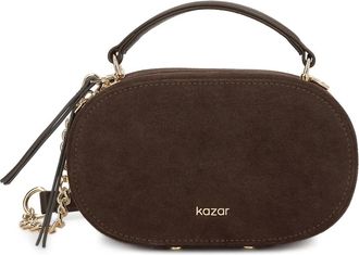 Kazar Tassen, Dames, Bruin, ONE Size, Su&egrave;de, Oval Suede Tas