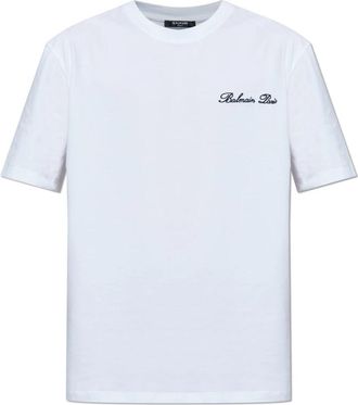 Balmain T-shirt met geborduurd logo - Heren - T-shirts - Wit - M - Katoen - Tops