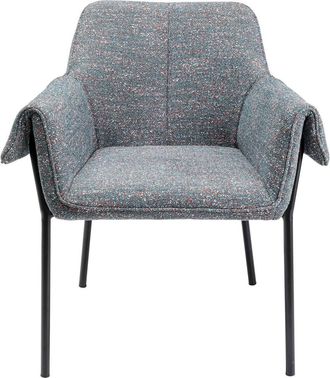 Kare Design Silla tapizada con reposabrazos gris 70x85 cm patas negras