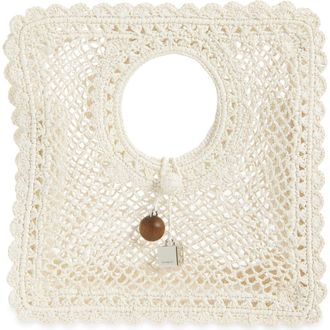 Jacquemus Small Spiaggia Square Lace Bag in White 100 at Nordstrom