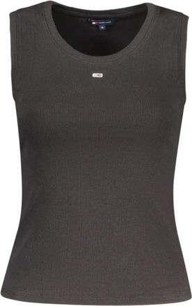 Tommy Hilfiger Zwarte Katoenen Tanktop met Logo - Dames - Tops zonder mouwen - Zwart - L - Katoen - Tops