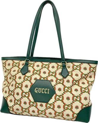 Gucci Green Canvas Tote Bag (Pre-Owned)