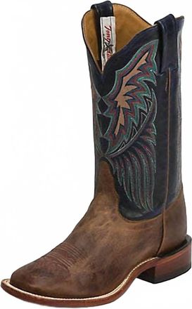 Tony Lama Womens Dava Western Boot In Brown/royal Blue