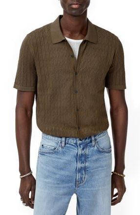 John Varvatos Moore Short Sleeve Organic Cotton Sweater in Mushroom at Nordstrom Rack, Size Xx-Large