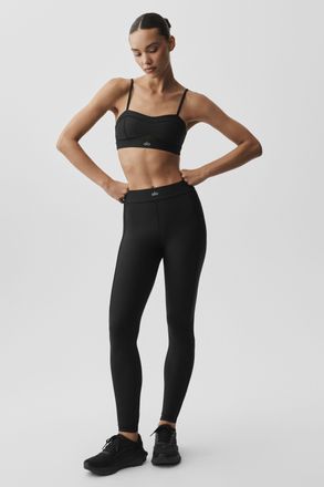 Alo | Airlift High-Waist Skyglow Legging in Black, Size: Medium