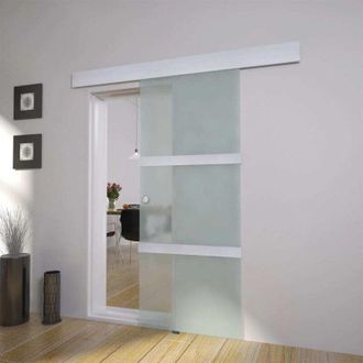 vidaXL Vidaxl - Puerta Corredera De Cristal Y Aluminio 178 Cm Plateado