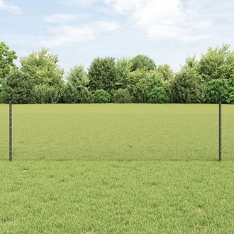 Berkfield Home Fence Posts 11 pcs U-Channel Grey 60 cm Steel, Hexagon Fence Grey 0.5x50 m Steel