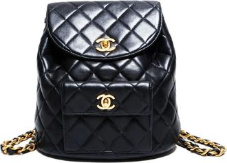 Chanel 1989-1994 diamond-quilting turn-lock backpack - Black