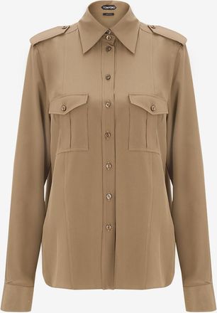 Tom Ford Fliessendes Seidenhemd Military