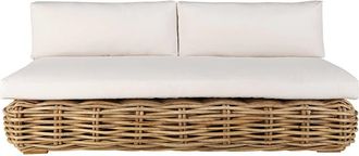 Maisons du monde Banco para sof&aacute; de jard&iacute;n modular de 3 plazas de mimbre y cojines crudo