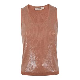 Twinset Sleeveless Tops, female, Brown, Size: M 13168 Top