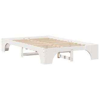 Berkfield Home Bed Frame White Solid wood, Lacquered finish 135 x 190 cm Sturdy