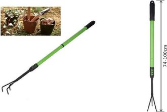 Trade Shop Trade Shop - Rastrello A 3 Denti Con Manico Allungabile Attrezzo Per Giardino 74-100cm 90071