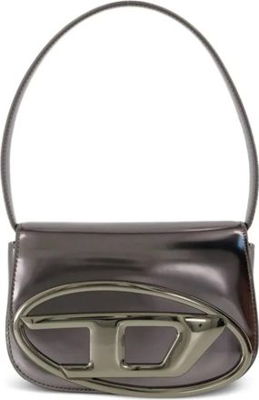 Diesel Handbags, female, Gray, Size: ONE SIZE Mirrored Leather Bag in Grey