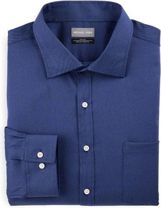 Michael Kors Big & Tall Micro Patterned Performance Dress Shirt in Navy at Nordstrom, Size 19.5 - 34