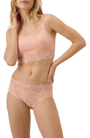 Pact Organic Cotton Lace Waist Brief 3-Pack in Pink & Rosy at Nordstrom, Size X-Large