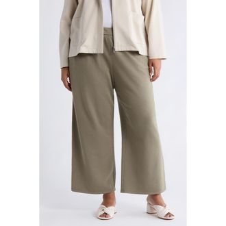 Eileen Fisher Garment Dyed Organic Cotton Terry Wide Leg Pants in Bay Leaf at Nordstrom, Size 2 X